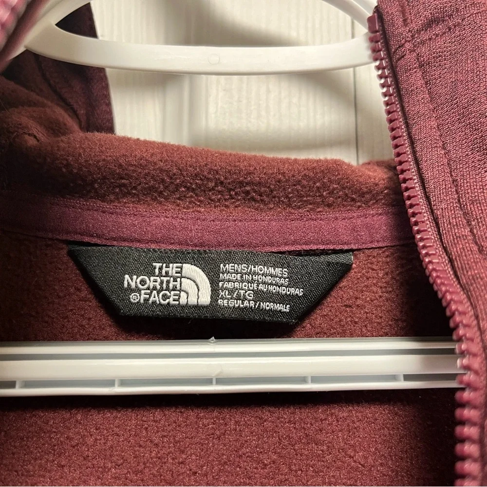 The North Face Men's Maroon Hoodie Jacket with Orange Accents